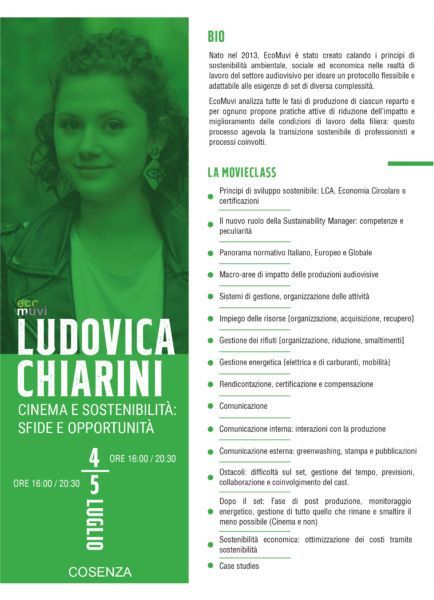 MovieClass - CINEMA E SOSTENIBILITÀ: SFIDE E OPPORTUNITÀ con Ludovica Chiarini