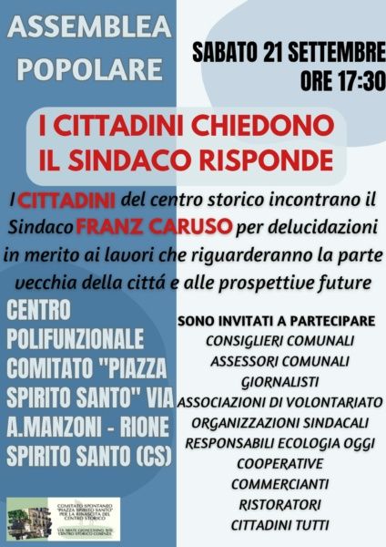 Assemblea Popolare con il Sindaco di Cosenza